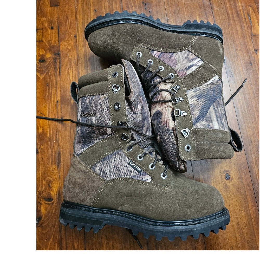 Cabelas Mens Gore-Tex Hunting Boots 11D Brown Suede Camo Waterproof 81-3742
